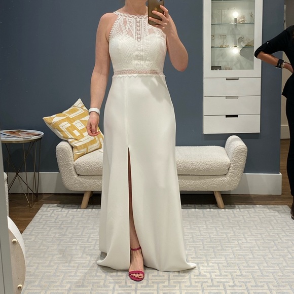 Rembo Styling custom lace and silk wedding dress